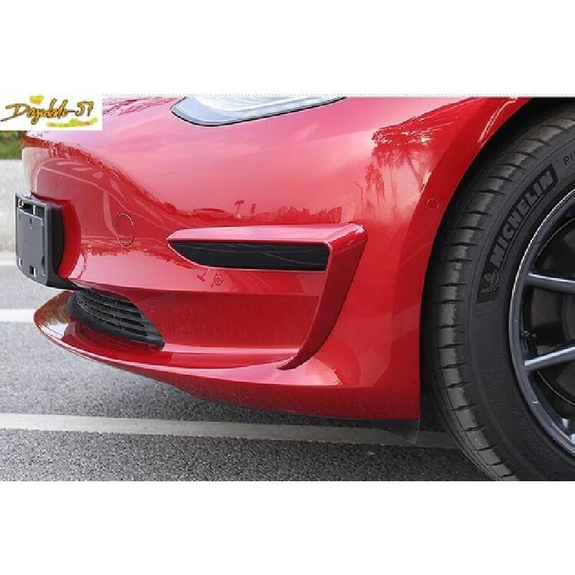 2pcs ABS Red Front Fog Light Lamp Spoiler Strip Trim For Tesla Model 3 2017-