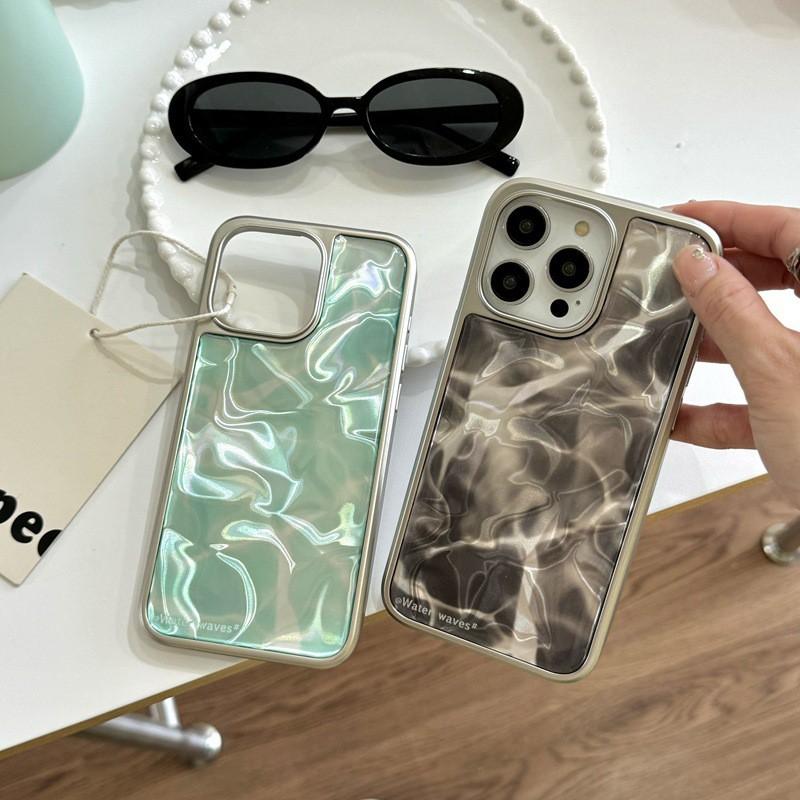 Wasserwellen Handyhülle iPhone 18 Pro Max 17 16 15 14 13 Anti-Drop Galvanisierte Hülle Männer Frauen