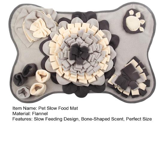 Pet Slow Food Mat Bone Shaped Scent Training Pad Flannel Snuffle Mat with Squeakers Non-Slip Base Stress Relief Dog Toy