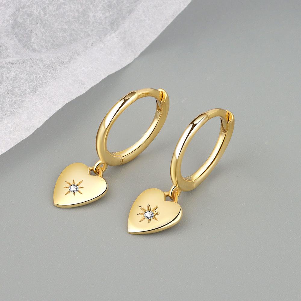 14K Gold Heart Diamond Drop Earrings Minimalist Chic Elegant Slimming Dangle Earrings For Women High End Jewelry
