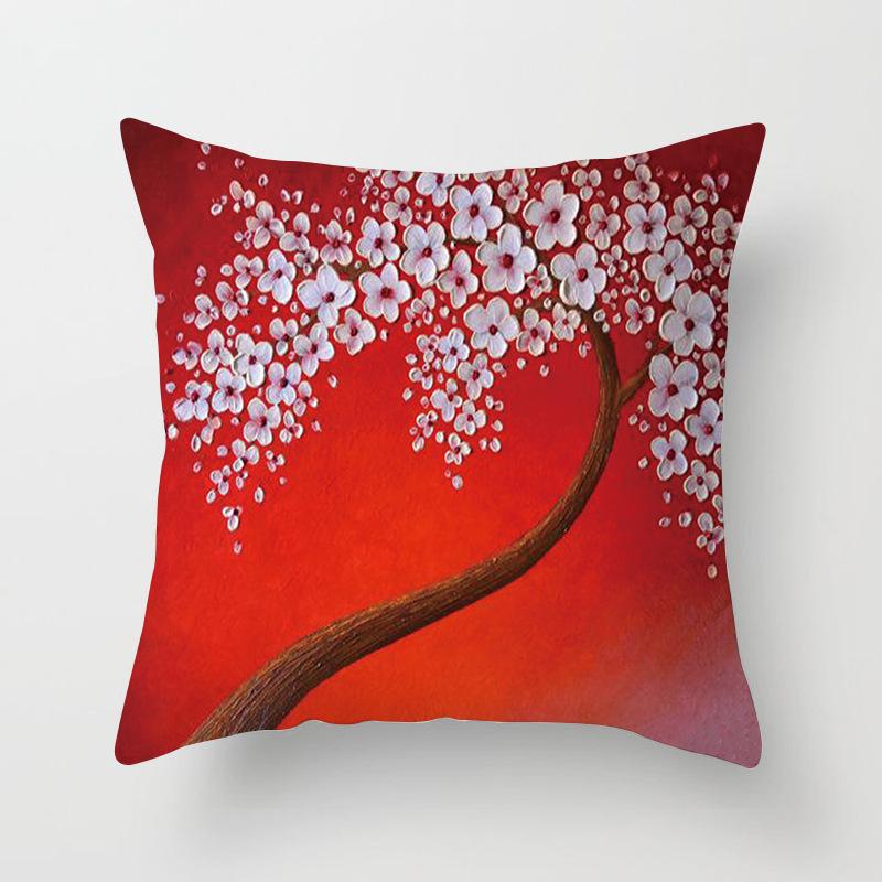 Red Leaves Lovers Valentine's Day Series Pillow Case Maple Leaf Falling Pillows Cover Tree Pattern Retro Cushion Pillowcases