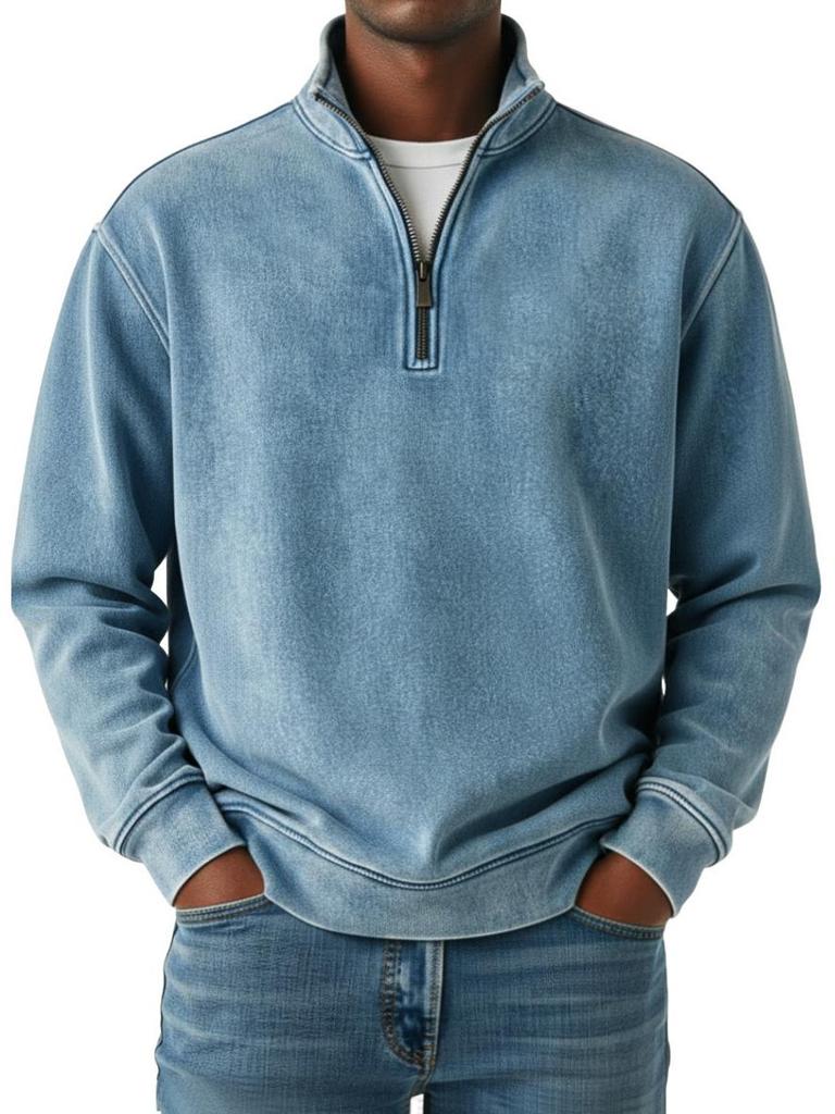 2025 European Style Men's 3D Print High Collar Half-Zip Hoodie for Spring/Autumn