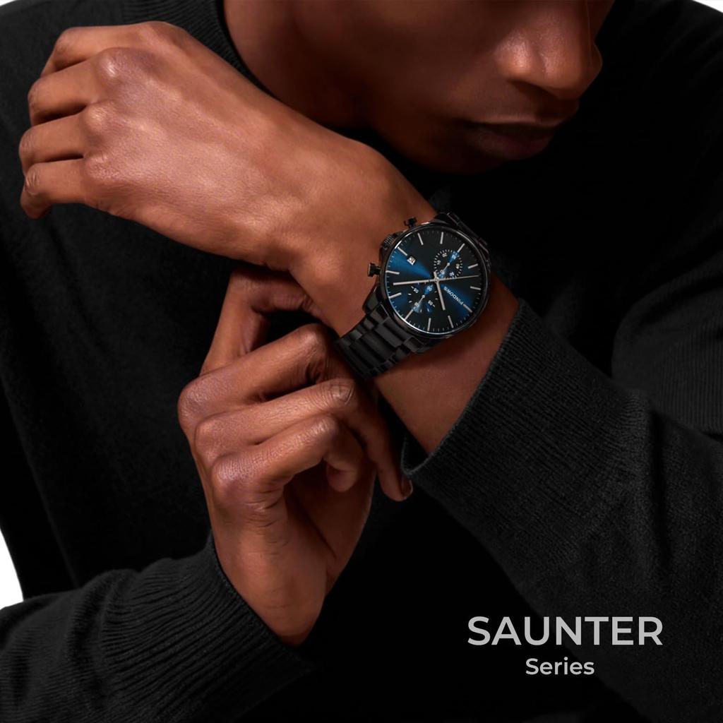 PINDOWS Stainless Chronograph Quartz Watch with Automatic Date Function Men's Watch, Fashionable, Minimalist, Business, Durable, Steel, Waterproof,