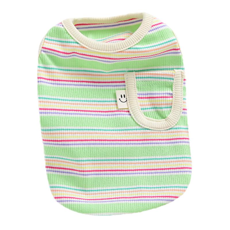 Stretch Striped Pet Cat Small Puppy Teddy Pomeranian Dog Clothes Spring Autumn Summer Thin Pocket Vest