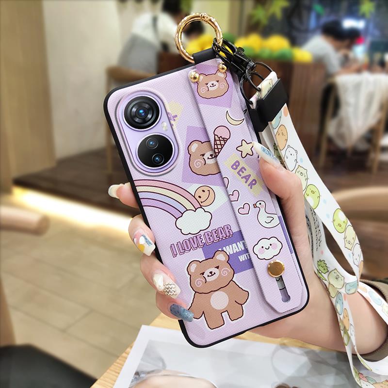 Fashion Design Kickstand Phone Case For Blackview A200 Pro Back Cover Dirt-resistant Wristband Anti-dust Cartoon Lanyard