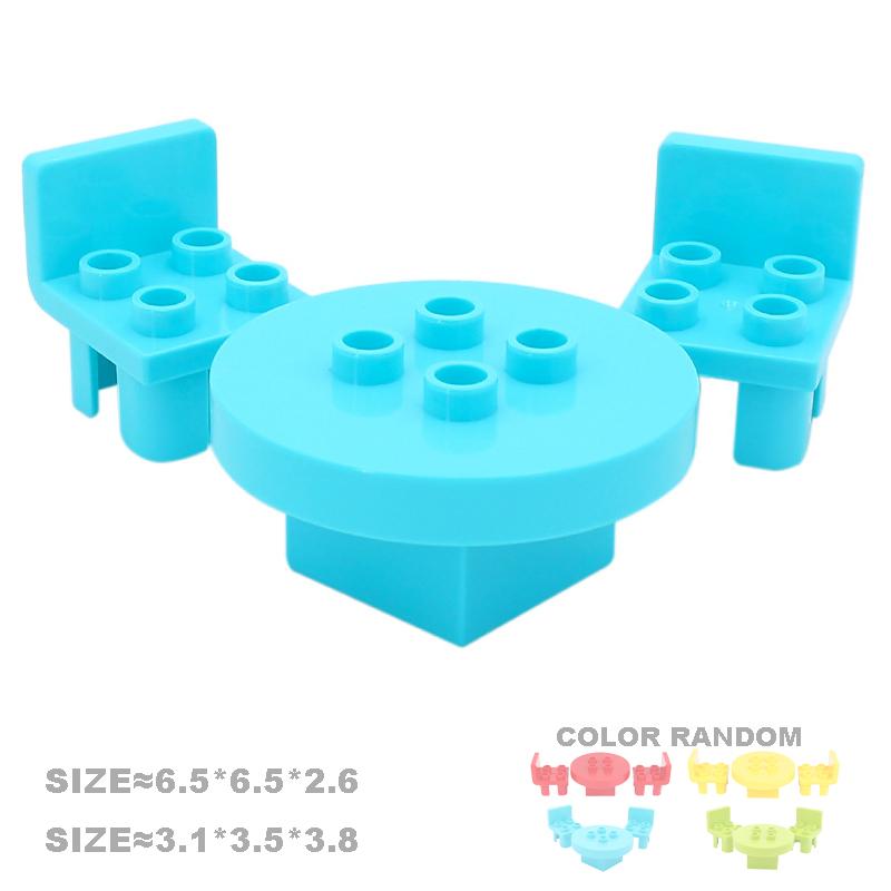Play House Big Building Blocks Furniture Accessories Utensil Table Chair Compatible Sets Bricks Assemble Toys For Children Gifts
