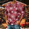 Men's Casual Shirt with Raglan Three-Quarter Length Sleeves Christmas Print Pullover