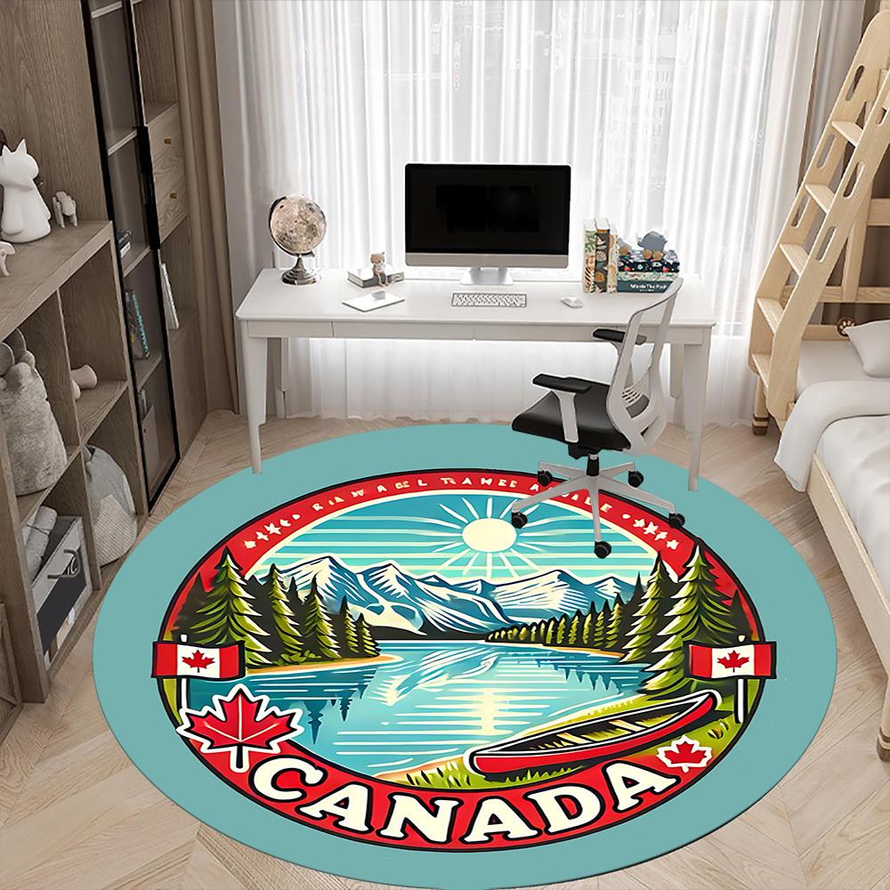 1pc Canada Nature Office Round Area Rug, Mat Suitable ForOffice, Under Office Chairs Bedroom Living Room Home Decor, Room Deco