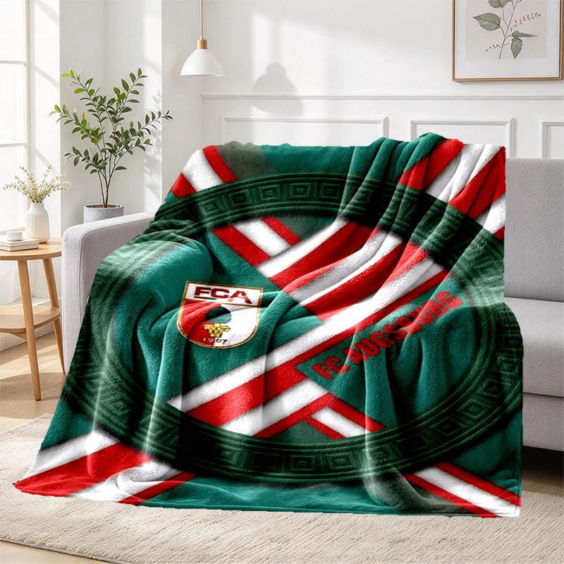 FC Augsburg Pattern Blanket for Home Decoration, Bed, Sofa, Car Travel, Camping, Suitable for All Seasons, Birthday Christmas Gift