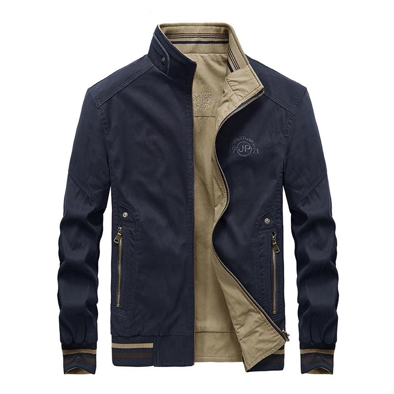 New Men's Casual Jacket Jacket Large Size Stand Collar Men's Youth Reversible Large Size Coat Clothes