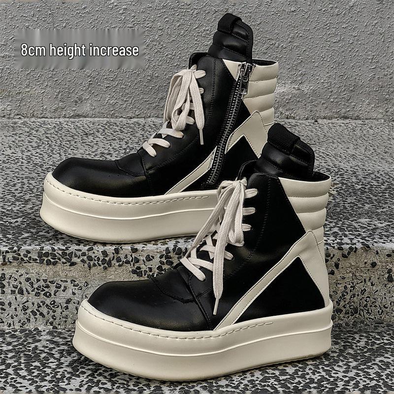 Height-Boost 10cm Unisex High-Top Sneakers with Inverted Triangle Design