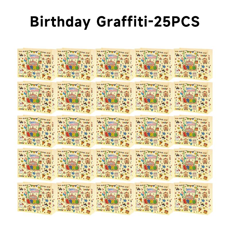 

25/50/100 шт. мультяшный граффити подарочный пакет упаковка для подарка на день рождения большая вместительная подарочная сумка креативная сумка для покупок 30x24x12cm