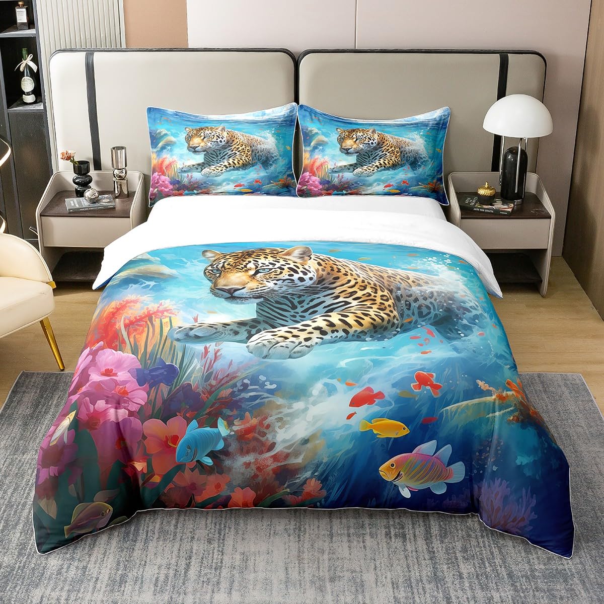 

Swimming Themed Duvet Covers For Kids Teens Queen King Size Lightweight Down Room Decor 2 Pillowcases 1 Comforter Cover No Quilt EU Single(135x200cm)