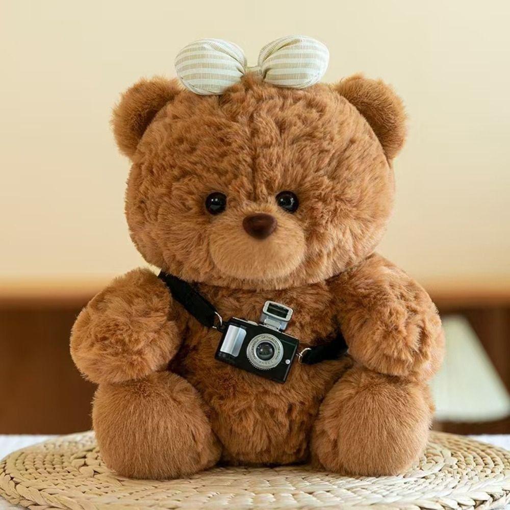 Bow Bear Plush Toy Dress Up Stuffed Animal Pillow Fluffy Plush Bear Doll  Room Decor