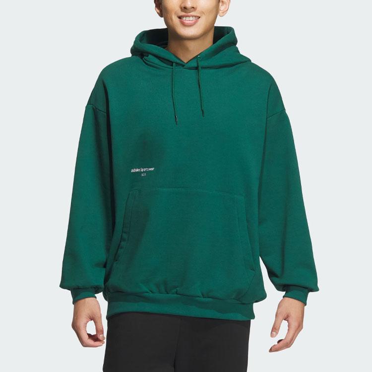 Adidas Small Logo Hoodie With Letter Detail Men Hoodie Forest-Green IZ1605