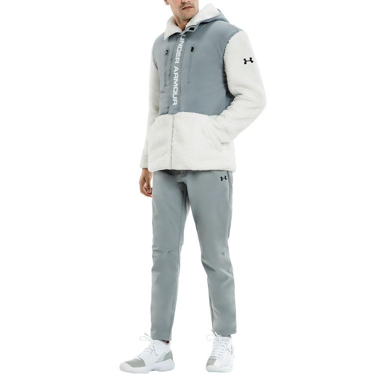 UA Swacket Sherpa Spleiset Lammeull Hettejakke Herrejakke Grå Hvit 1345051-100