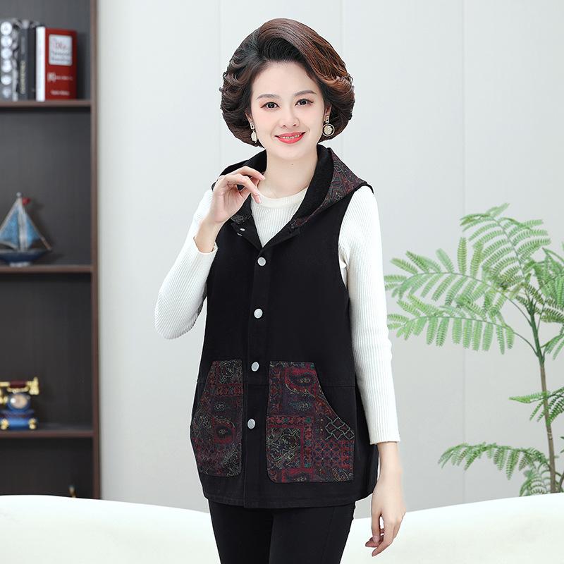 

Grandma s Loose Spring-Fall Sleeveless Vest for Middle-Aged and Elderly 4XL