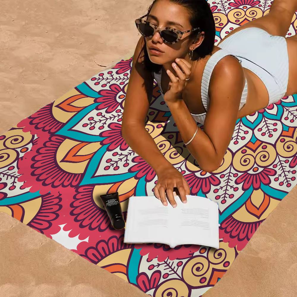 Classical Floral Pattern Print Beach Towel For Kids Personalized Bath Towel Pool Towel Vacation Gift Picnic Towel Party Gift