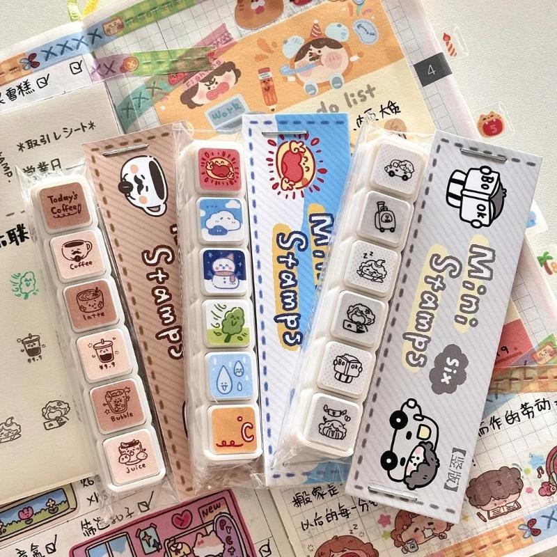 Six-link Seal Weather Daily Events Cute Coffee Easy Carry DIY Handbook Greeting Card Envelope Decoration Gift Packaging Design