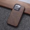 Retro Crazy Horse Leather MagSafe Phone Case For iPhone 16 Pro 15 14 13 12 17 Pro Max Simple Leather Texture Magnetic Phone Case