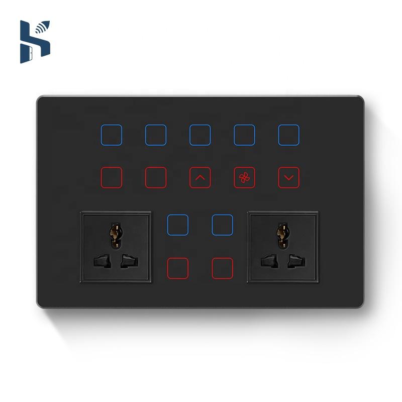 Indian Standard 12-Gang Smart WiFi Wall Light Switch Touch Panel Supports Alexa Google Assistant 16A 240V 234x152mm Size for Tuy