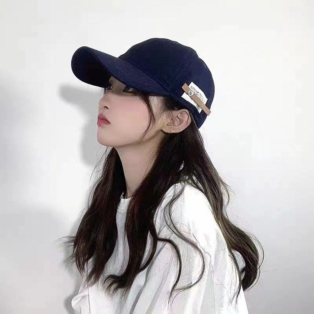 

Хлопковая уличная кожаная бирка для женщин солнцезащитная шляпа корейский стиль кепка козырек кепка Snapback бейсболка королевский синий