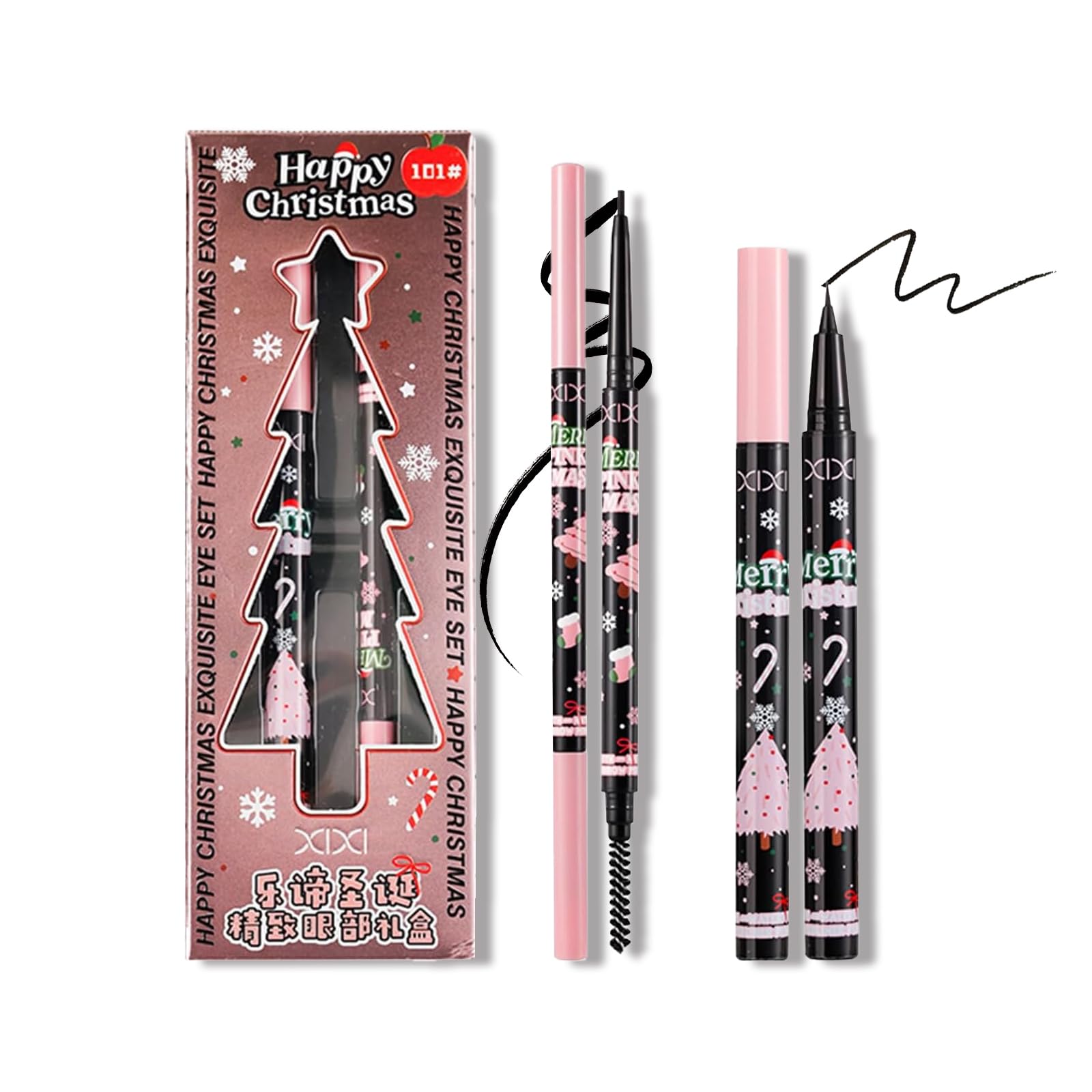 XIXI BOX Eyebrow Pencil & Eyeliner Pencil Set - Waterproof & Sweatproof, Easy to Apply, Long-lasting, Ultra-Fine Tip, Beginner-Friendly, Natural