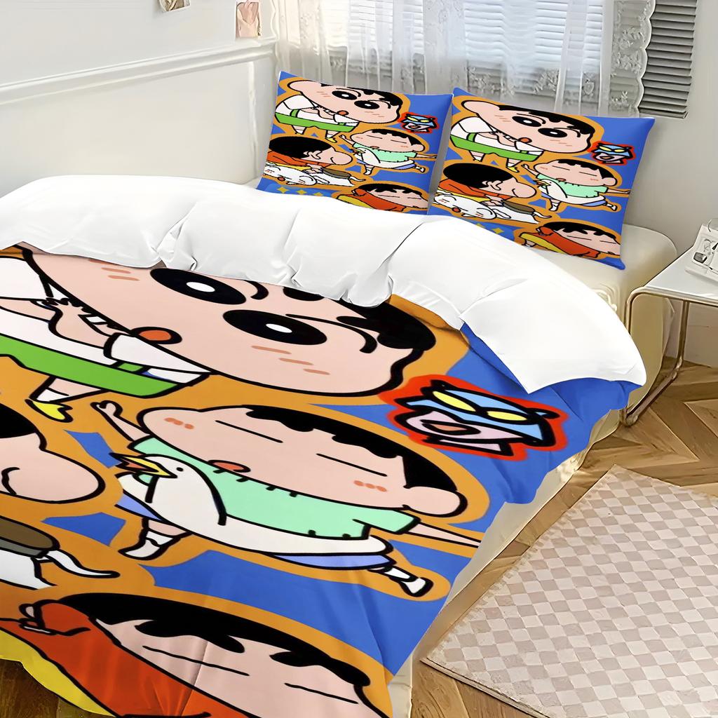 Påslakan Crayon Shin-chan Tecknad Japanska serier Hem Tryckt Kuddfodral Set Vuxen Sovrum Barn Täcke Sängkläder