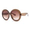 Lunettes de soleil rondes vintage pour femmes, marron dégradé, surdimensionnées, lunettes de soleil pour femmes, mode, marque de luxe, designer, nuances