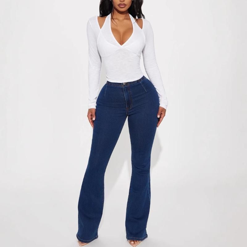 European and American Y2K Off Shoulder V-neck Fake Two Piece Slim Fit Long Sleeved Sexy Hollowed Out Top