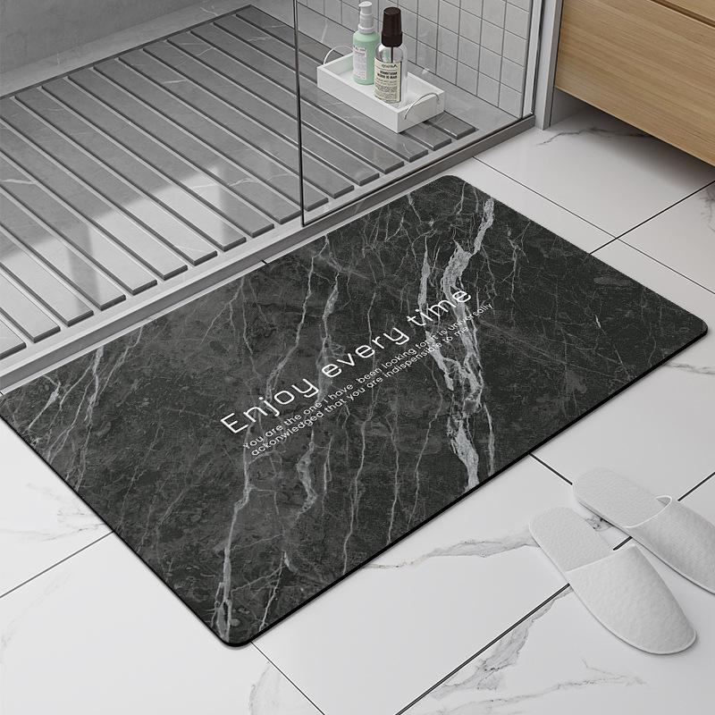 Nordic Style Marble Pattern Diatom Mud Bath Mat - Non-slip, Water-Absorbent, Quick-Drying, Wear-Resistant Foot Mat