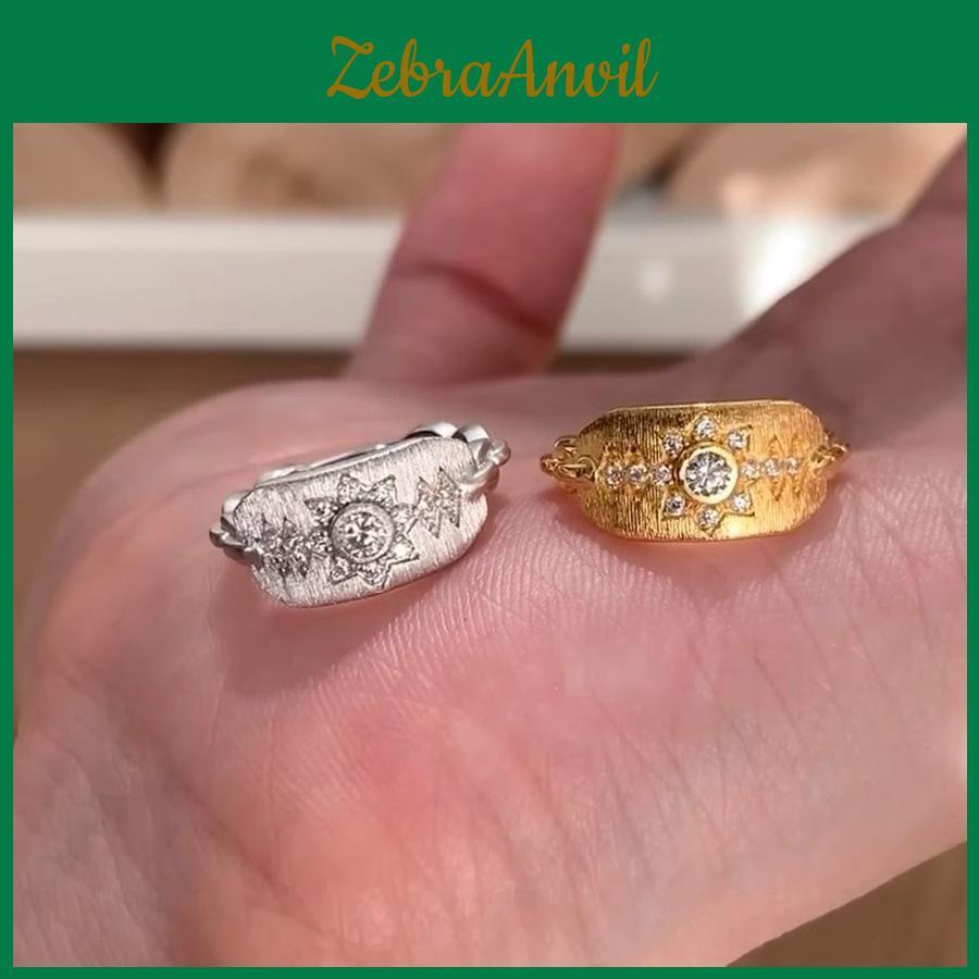 Vintage-inspirierter Sternen-Schild-Ring Handgefertigt Messing Kupfer Für Frauen Einzigartiges Design