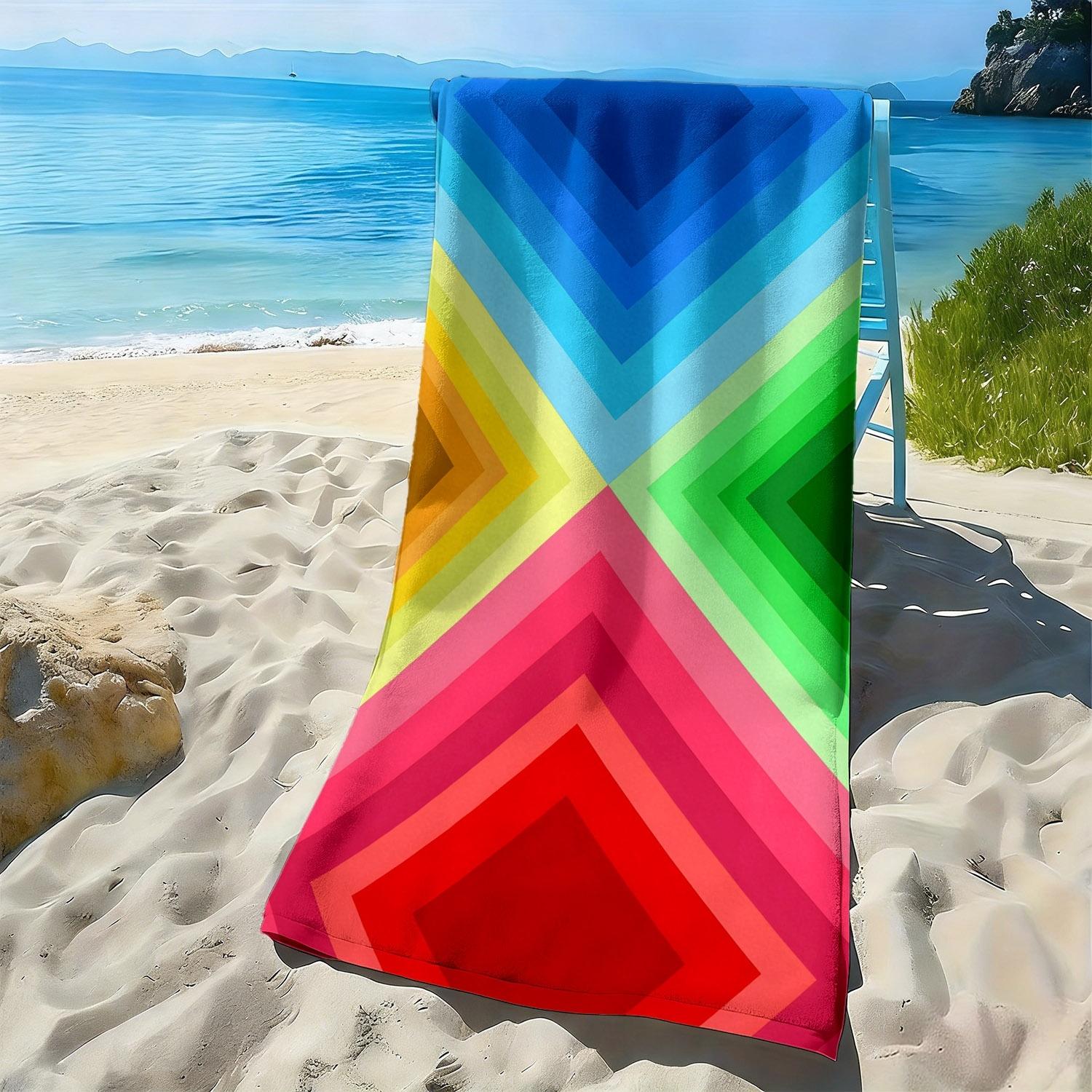 

Geometric colored rhombus pattern polyester microfiber beach towel is highly absorbent, suitable for swimming and beach outings W30*H60(CM)
