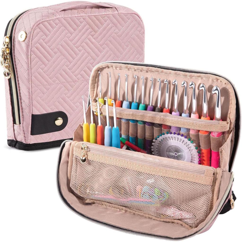 Quilted Crochet Yarn & Tool Storage Handbag DIY Needle Set