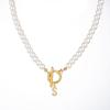 Zircon Crystal Initial A-Z Letter Pendant Necklace for Women Toggle Clasp Imitation Pearls Necklaces Wedding Jewelry Gift