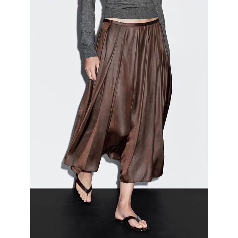 MD Autumn and Winter Women clothes Can Be Lu Li Style French style Temperament Elegant Drape Mid-Length Pleated Skirt 05255504717