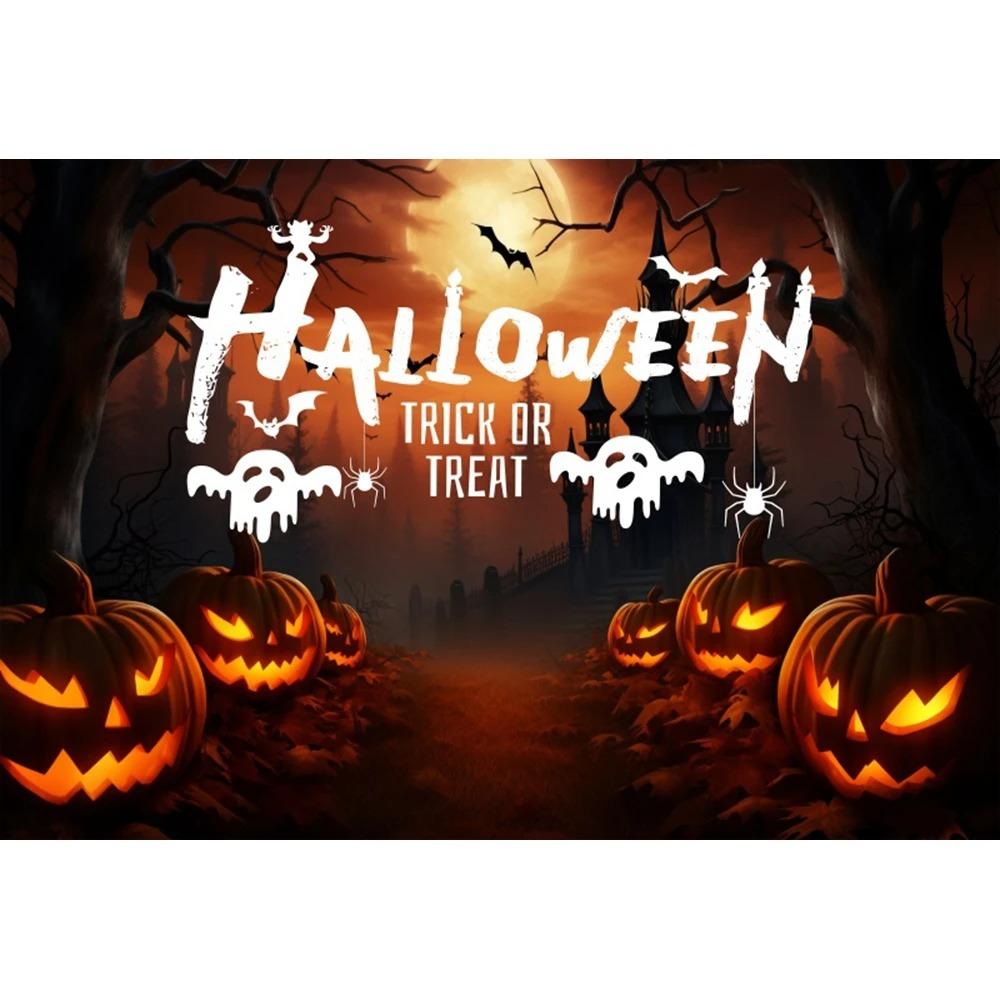 Halloween Photography Background Cloth Ghost Moon Pumpkin Lantern Horror Party Children's Birthday Decoration Hanging Cloth