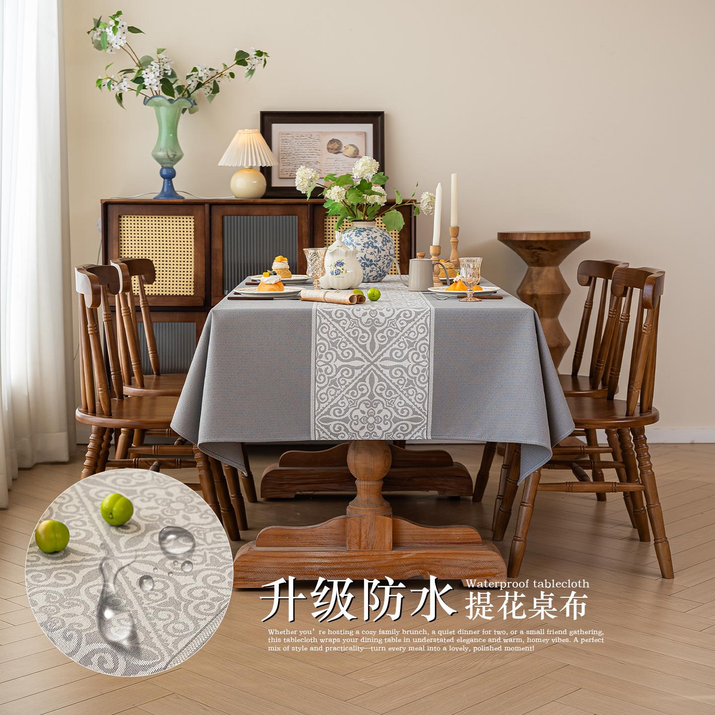 Modern Minimalist Waterproof Tablecloth Rectangular Luxury Table Cover Poly Linen Look 90*90cm