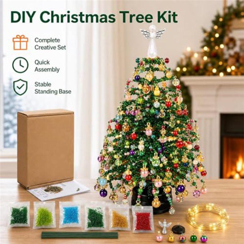 Y42A-DIY Beaded Christmas Tree Kit With Lights,Crystal Holiday Craft For Light Mini, For Christmas Autumn Winter Halloween C