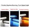 LED Tricolor Daytime Running  Turn Signal Light Car Fog Driving Lamp White+Amber