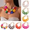 Double Layer Bohemian Acrylic Beaded Clavicle Chain Adjustable Necklace For Women Vacation Jewelry Gift