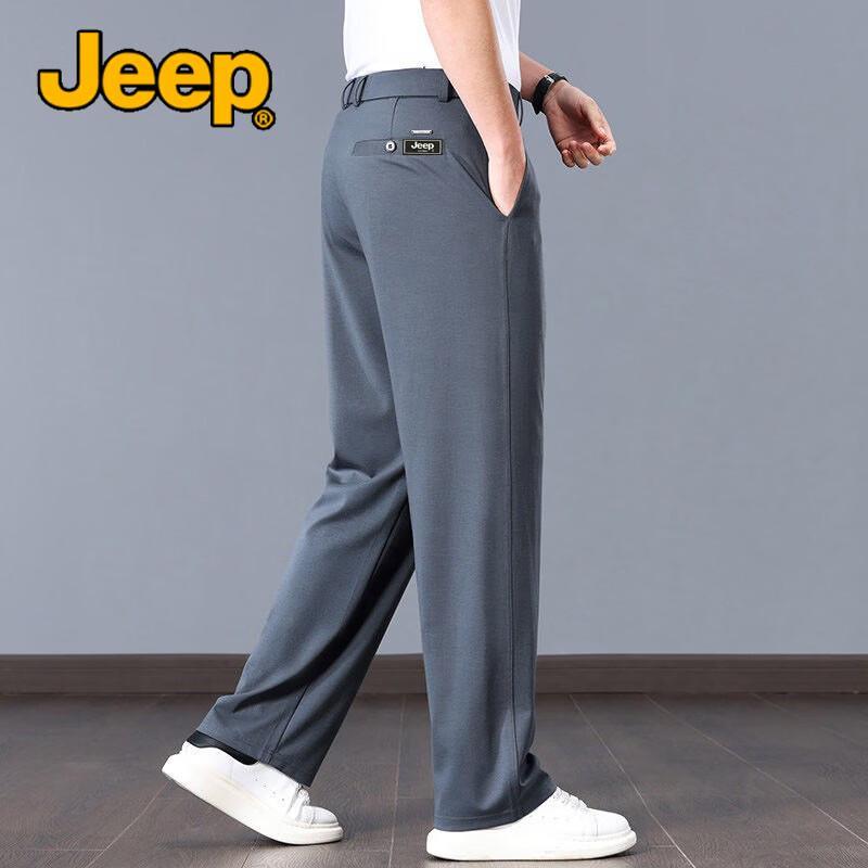 

JEEP Men s Wrinkle-Resistant Ice Silk Loose Straight Casual Pants XL