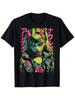Men'S Vintage Sporty Graphic T-Shirt 100% Cotton Regular Fit Short Sleeve Black