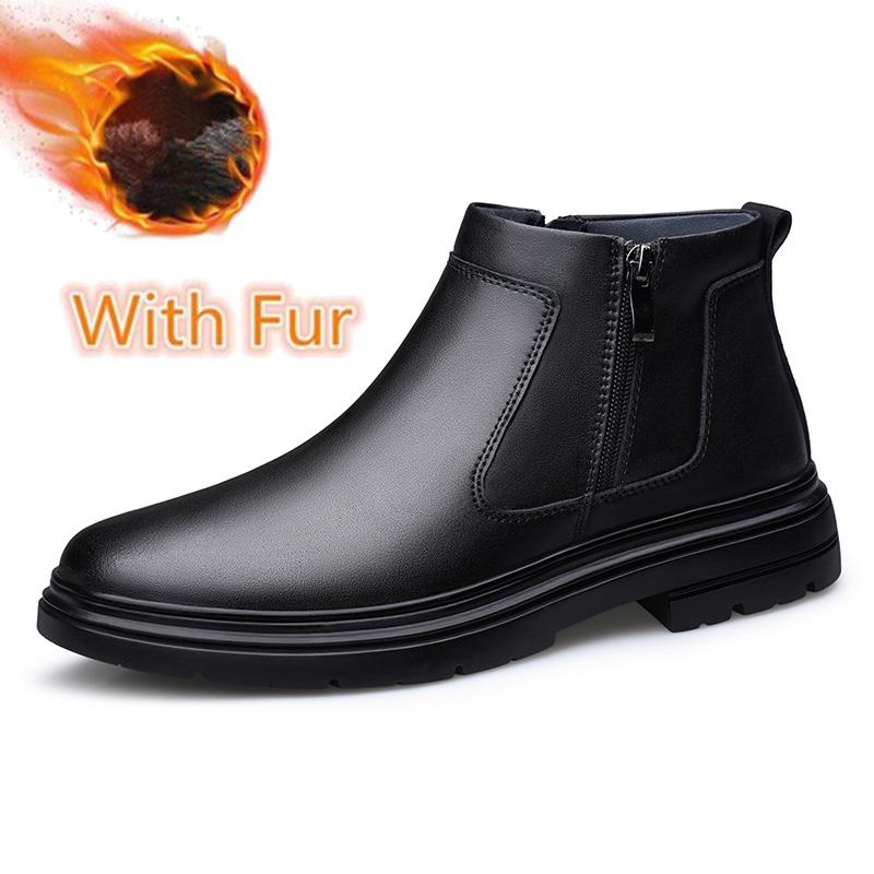 

Autumn Winter Plush Snow Boots New Designer Ankle Boots for Men Fashion Casual Shoe Zipper High Top Man Chelsea Boots Warm Botas 45