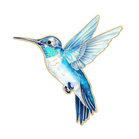 

Hummingbird Badge Hard Enamel Rubber Backing Pin Jackets Backpacks Hats Lapel Brooch Nature Accessory синий