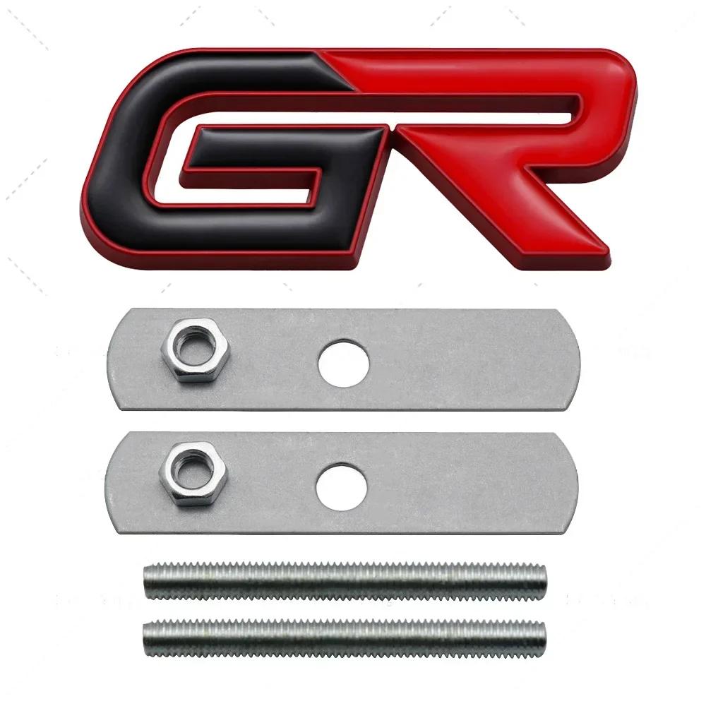 hxqgn9 GR Logo Car Front Grille Emblem Sticker for Toyota Land Cruiser Yaris Camry Vios Corolla 4runner Auto Body Trunk Badge Decal
