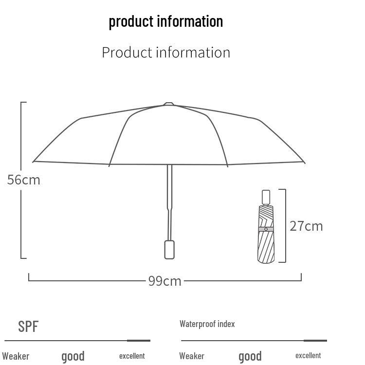 Custom Logo Folding Sun and Rain Dual-Use Umbrella with Colored Rubber Sun Protection
