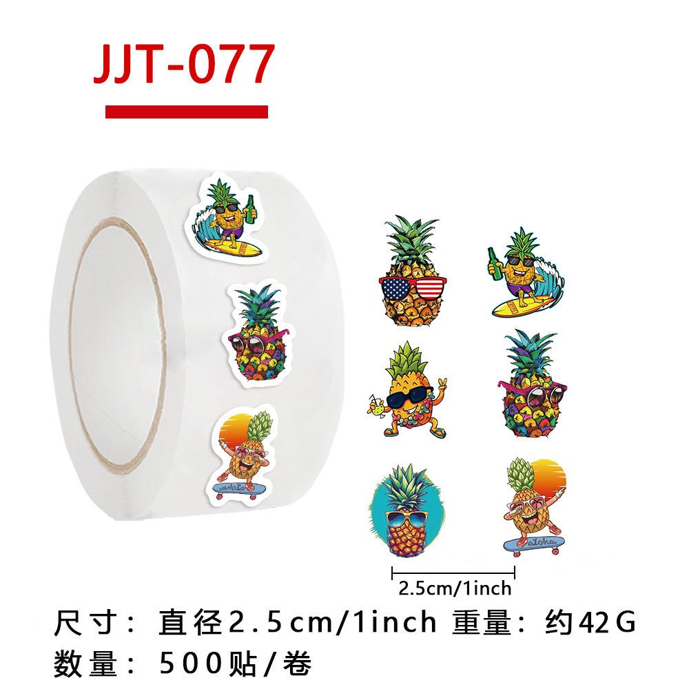 500 Pictures/roll Roll Sticker Tape Cartoon Pineapple Sticker Handbook Material Decorative Envelope Seal Sticker