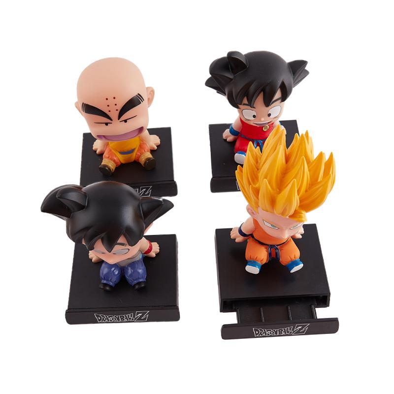 Dragon Ball Goku Kuririn Shaking Head Doll Toy Model Phone Holder Car Decoration