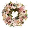 Simulation Peony Wreath Front Door Silk Flowers Indoor Outdoor Spring   Fall Artificial Floral Decor